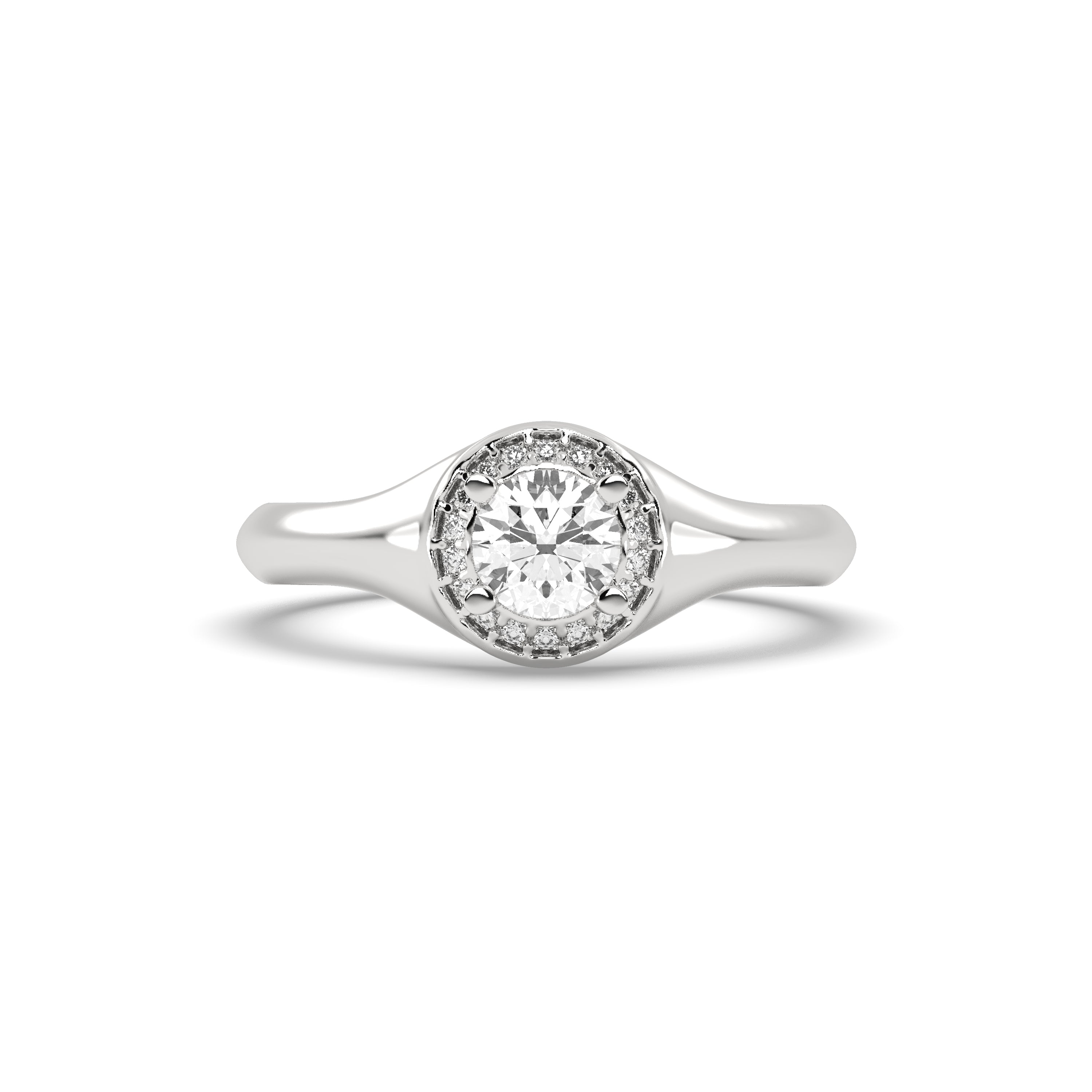 White Gold Studded 0.7 Carat Lab Grown Diamond Ring-F Color VS1 Clarity.